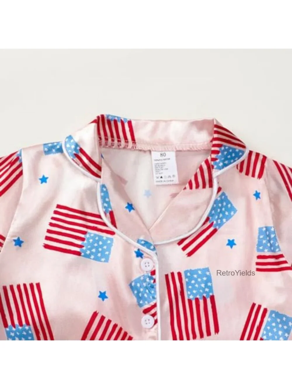 Kids 4th of July Pajama Set Button Top Shorts Sleepwear